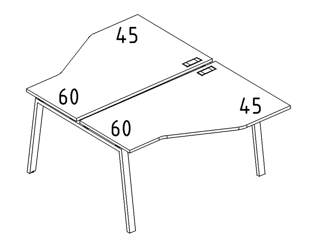 Рабочая станция каркас TRE столы (2х160) эргономичные Техно A4.PRO