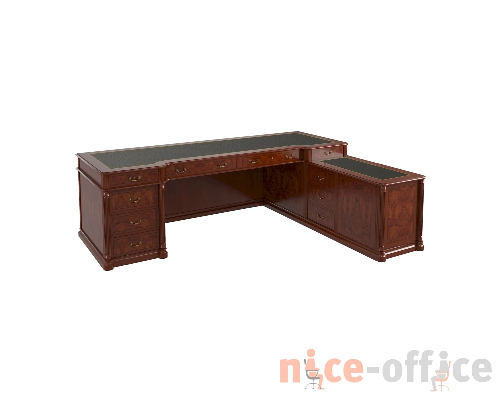 Стол руководителя матовый, кожа, правый 2500х1900х780 Artmoble