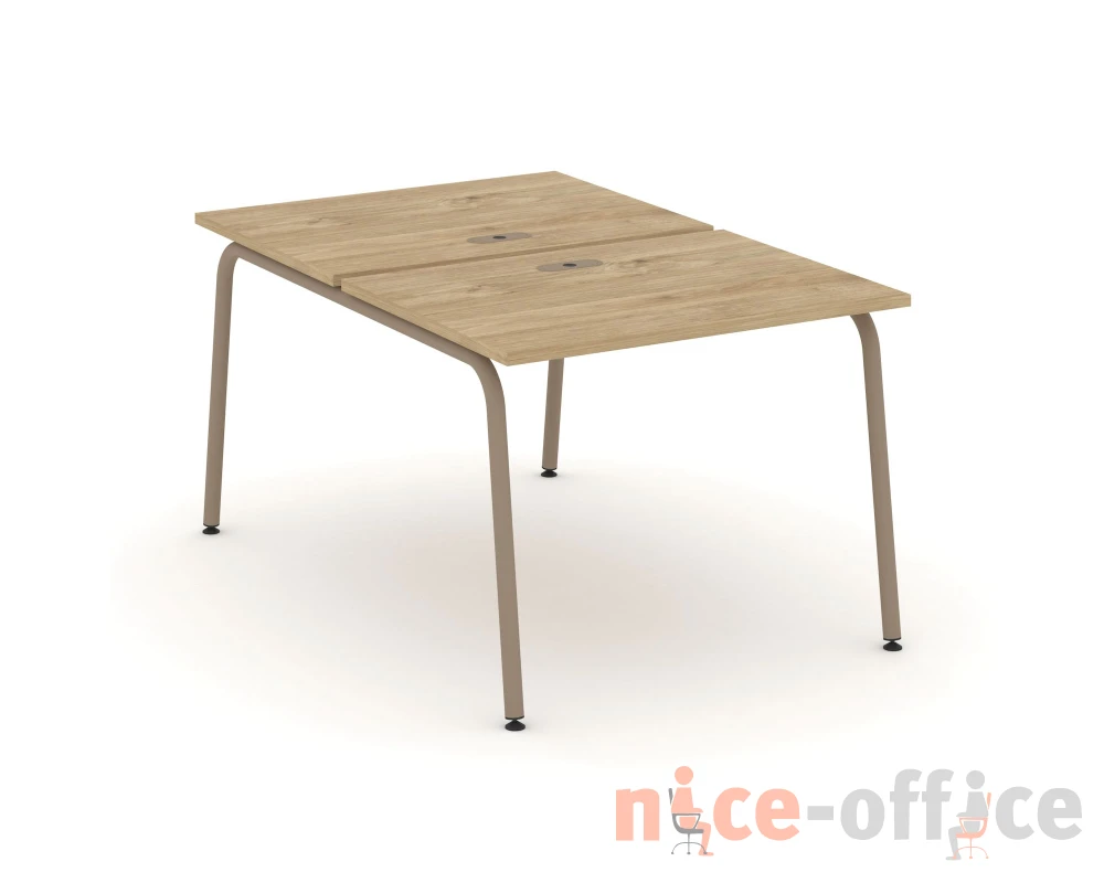 Рабочая станция на 2 места с лючком на круглой трубе 98x150x75 Эстетика / Estetica