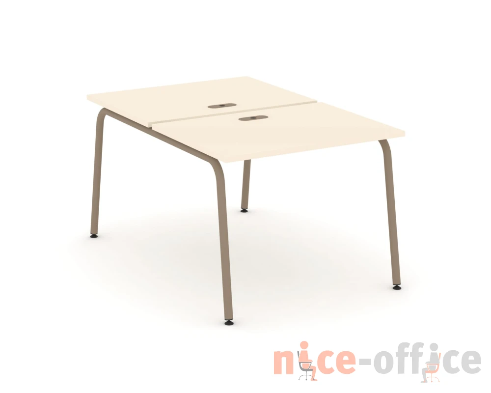 Рабочая станция на 2 места с лючком на круглой трубе 98x150x75 Эстетика / Estetica