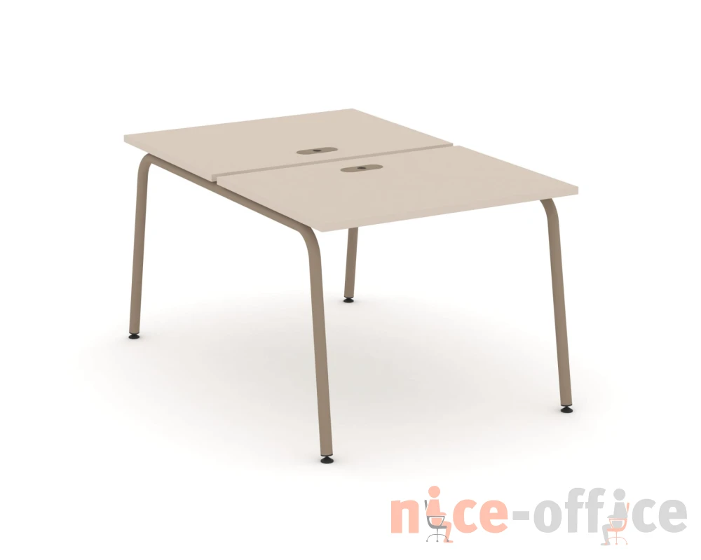 Рабочая станция на 2 места с лючком на круглой трубе 98x150x75 Эстетика / Estetica