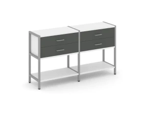 Двухсекционный стеллаж двухярусный с ящиками 1590х400х879 Шелф Систем / Shelf System images